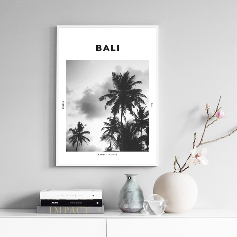 Photography Bali - บาหลี Travel พิมพ์สีดำสีขาวการถ่ายภาพโปสเตอร์ศิลปะบนผนังพิกัด Canggu อูบุด Palm