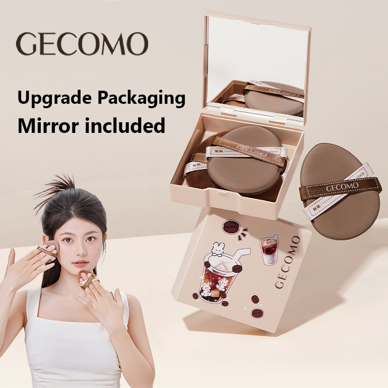 Beauty Dish Softbox - GECOMO กล่องชุดพัฟแป้งสองแพ็คพร้อมกระจก, ใช้คู่แบบเปียกและแห้ง, ฟองน้ําแต่งหน้านุ่มพิเศษและเบาะลมแป้งฝุ่น