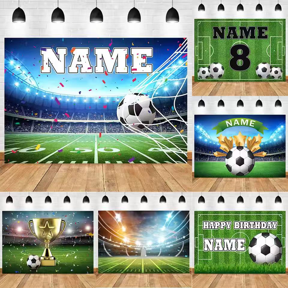 Photography Sport - ฟุตบอลฉากหลังปรับแต่งชื่อ Boy วันเกิดสนามฟุตบอลกีฬาโปสเตอร์ Baby Shower BANNER