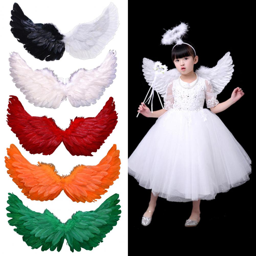 Photography Year - Angel Wings ปีกขนนกที่มีสีสันสําหรับการถ่ายภาพ Props คอสเพลย์สายรัดยืดหยุ่นเด็กผู้ใหญ่งานแต่งงานฮาโลวีนวันเกิดคริสต์มาส