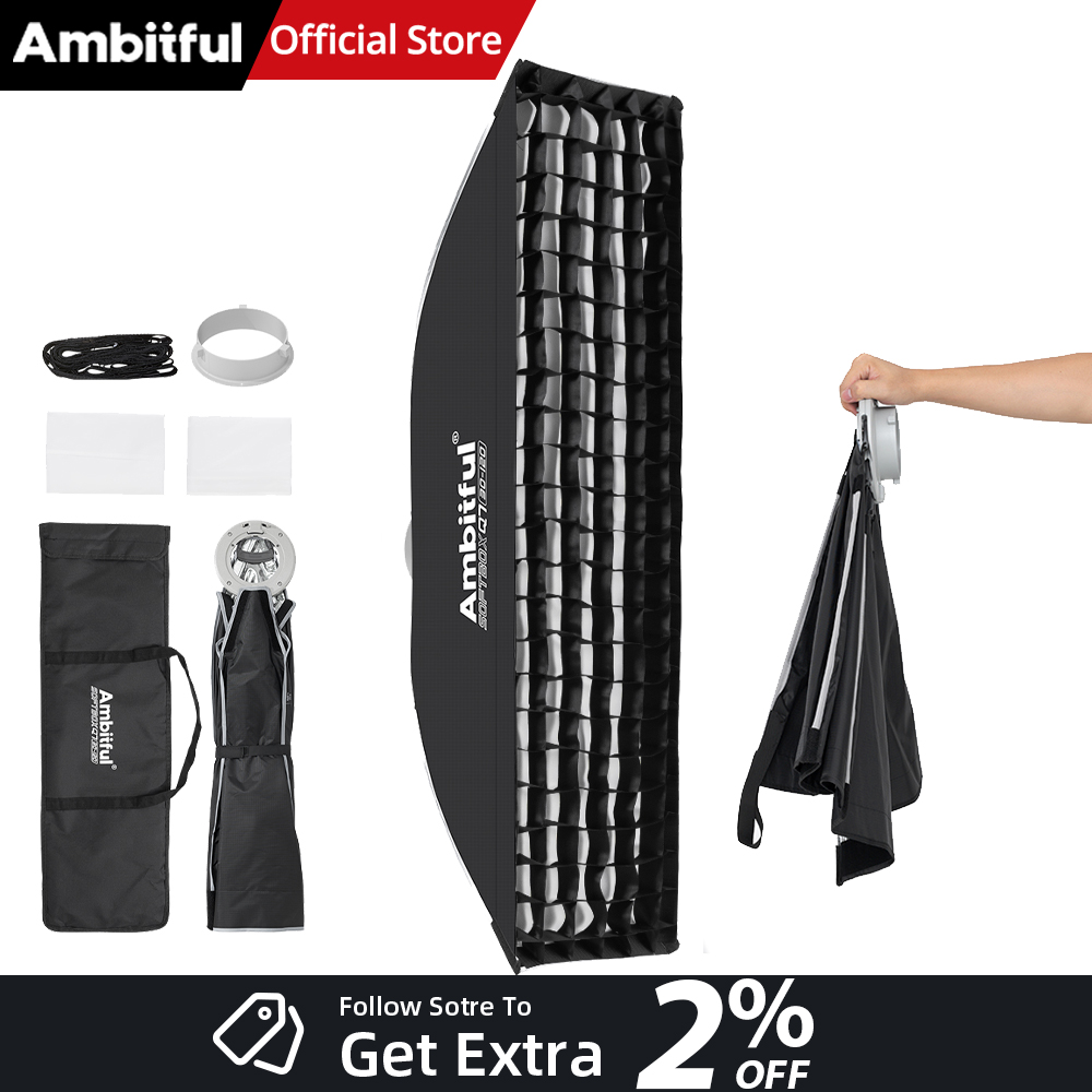 Photography Treatment - AMBITFUL Q7-II 30*120 ซม. ซอฟต์บ็อกซ์แบบแถบพร้อมขาตั้ง Bowens