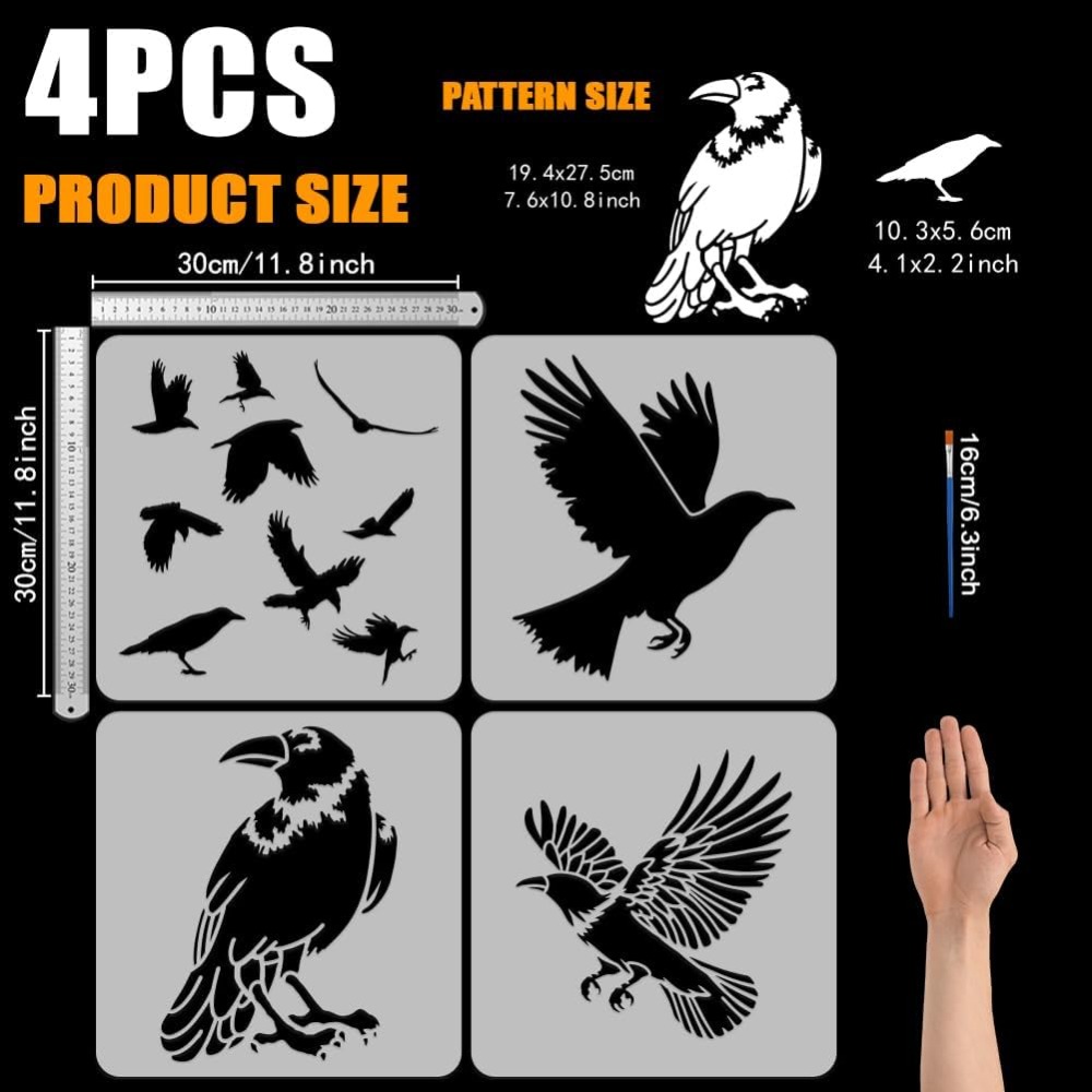 4PCS Flying Crowลายฉลุสําหรับภ - Photography Technique บทวิจารณ์และราคา