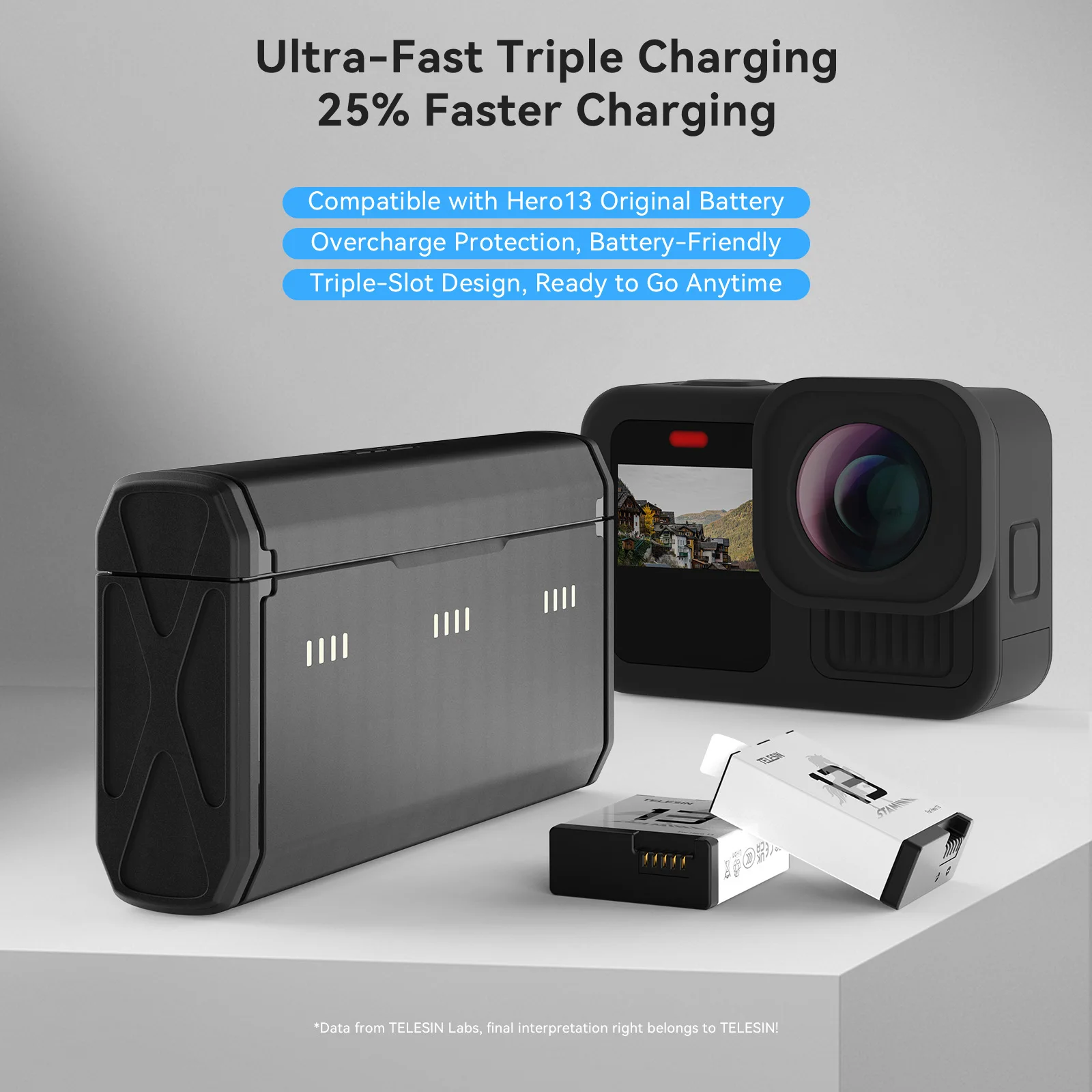 กล่องชาร์จเร็วแบบพกพา TELESIN  - Gopro Action Camera Hero 13 Black บทวิจารณ์และราคา
