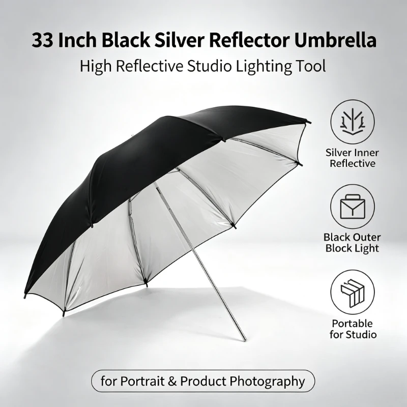 ร่มสะท้อนแสงสีดำทนทานขนาด 33 น - Photography Umbrella Lights บทวิจารณ์และราคา