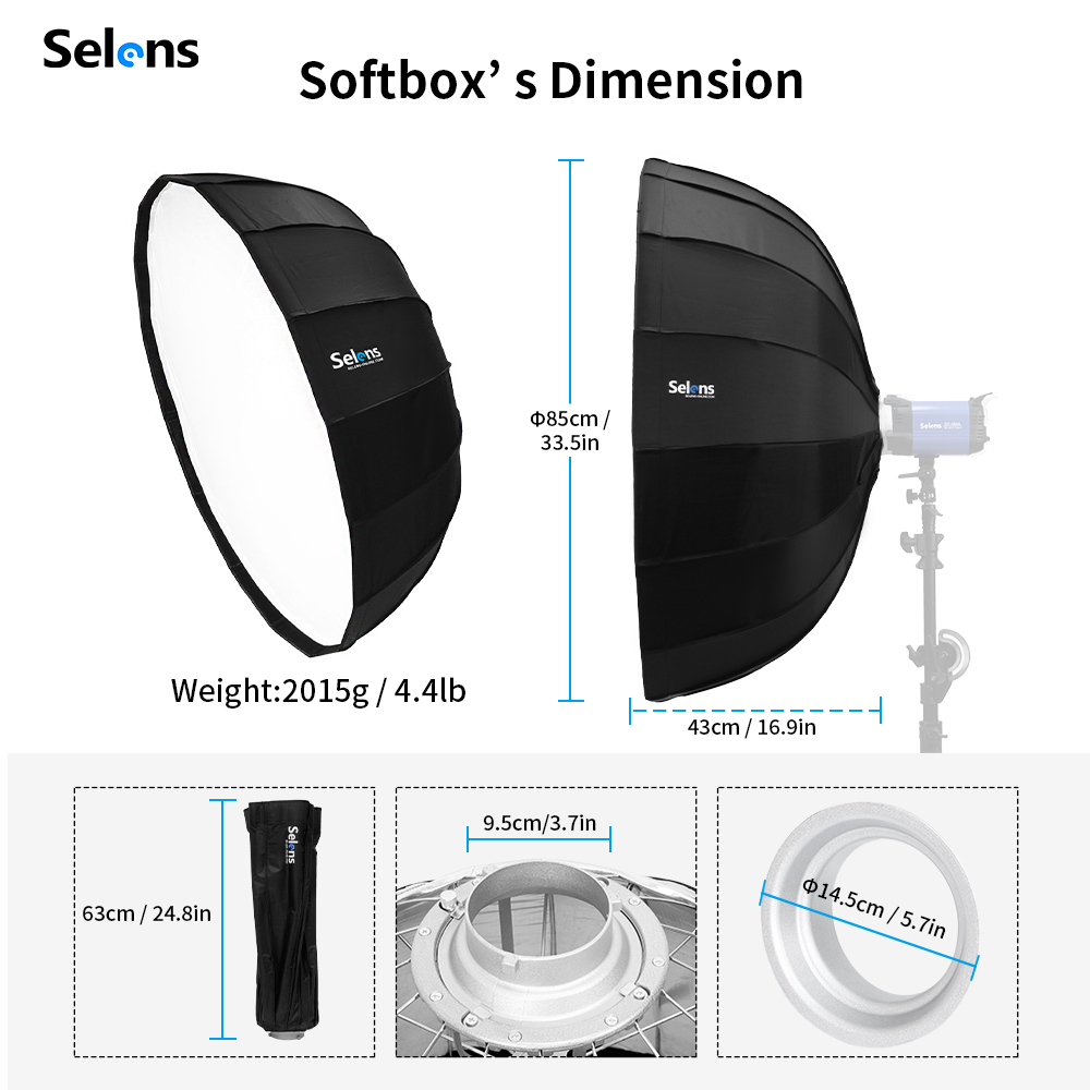 Selens 85ซม.ร่มเรดาร์ Softbox  - Photography Umbrella Light บทวิจารณ์และราคา