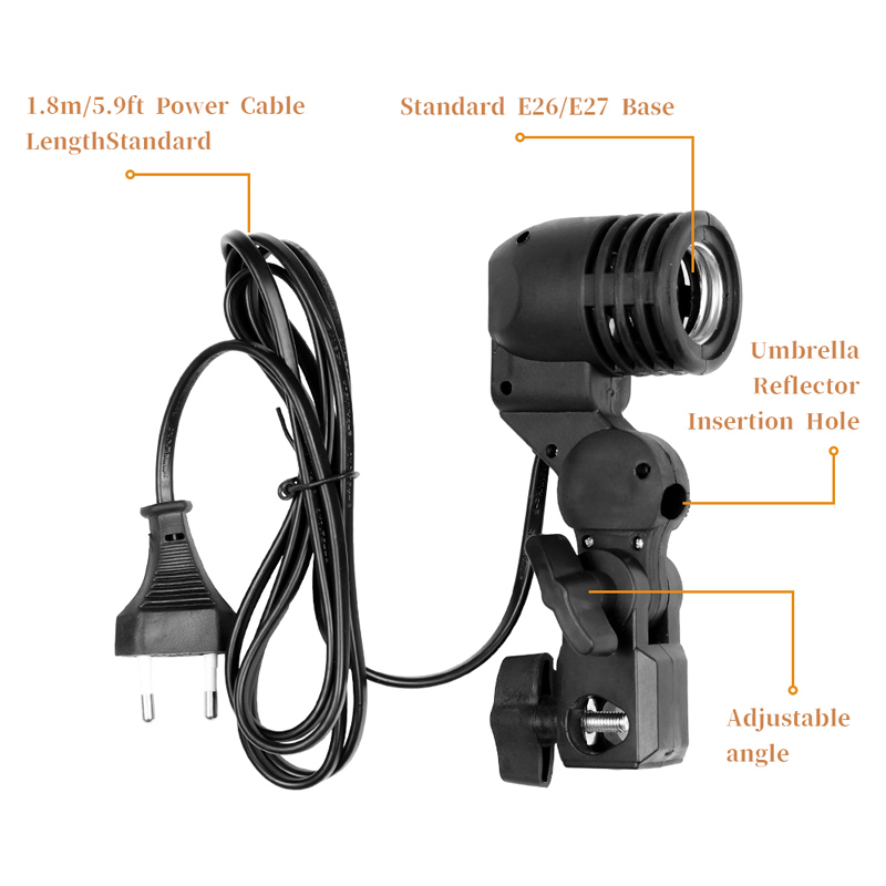 1.8M สายเคเบิลหลอดไฟขาตั้ง E26 - Photography Umbrella Lights บทวิจารณ์และราคา