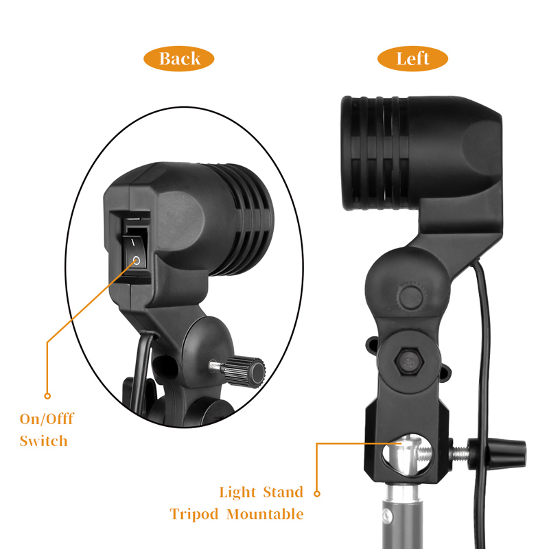 1.8M สายเคเบิลหลอดไฟขาตั้ง E26 - Photography Umbrella Lights บทวิจารณ์และราคา