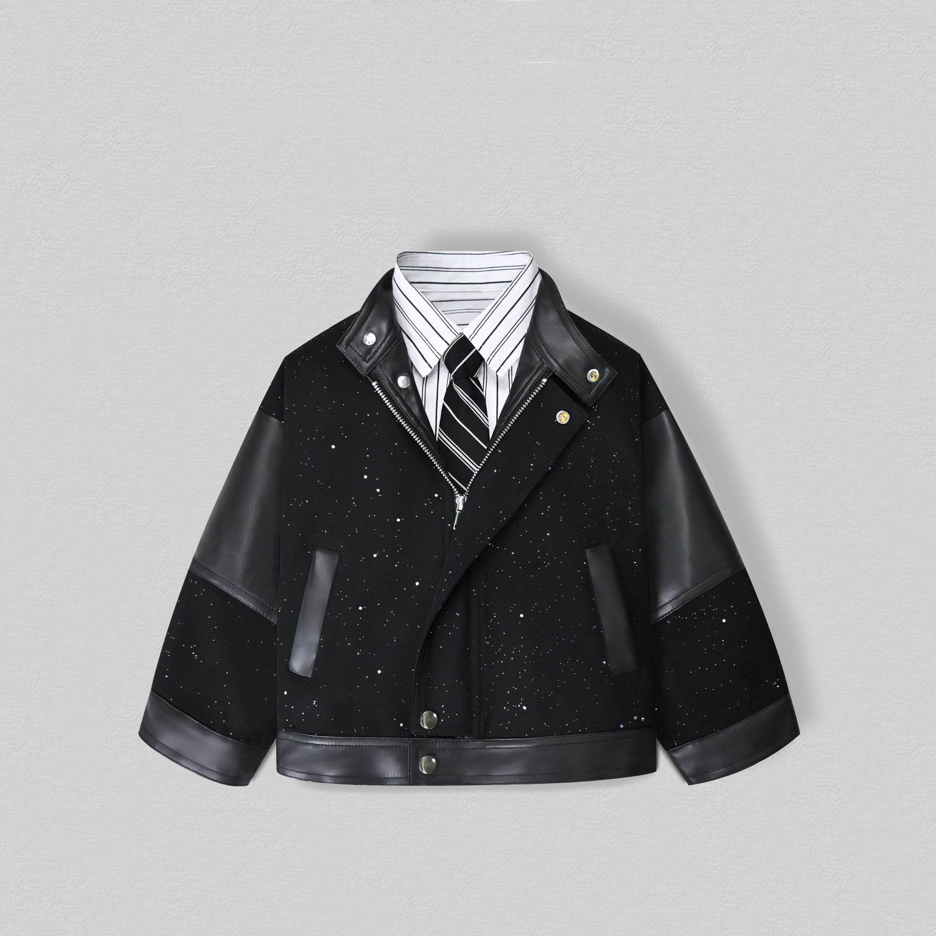 เสื้อแจ็คเก็ตหนัง PU สำหรับเด็ - Photography Year บทวิจารณ์และราคา